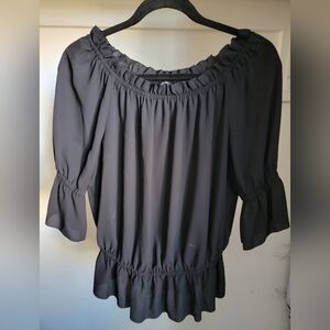 Stylish Black Ruffled Top
